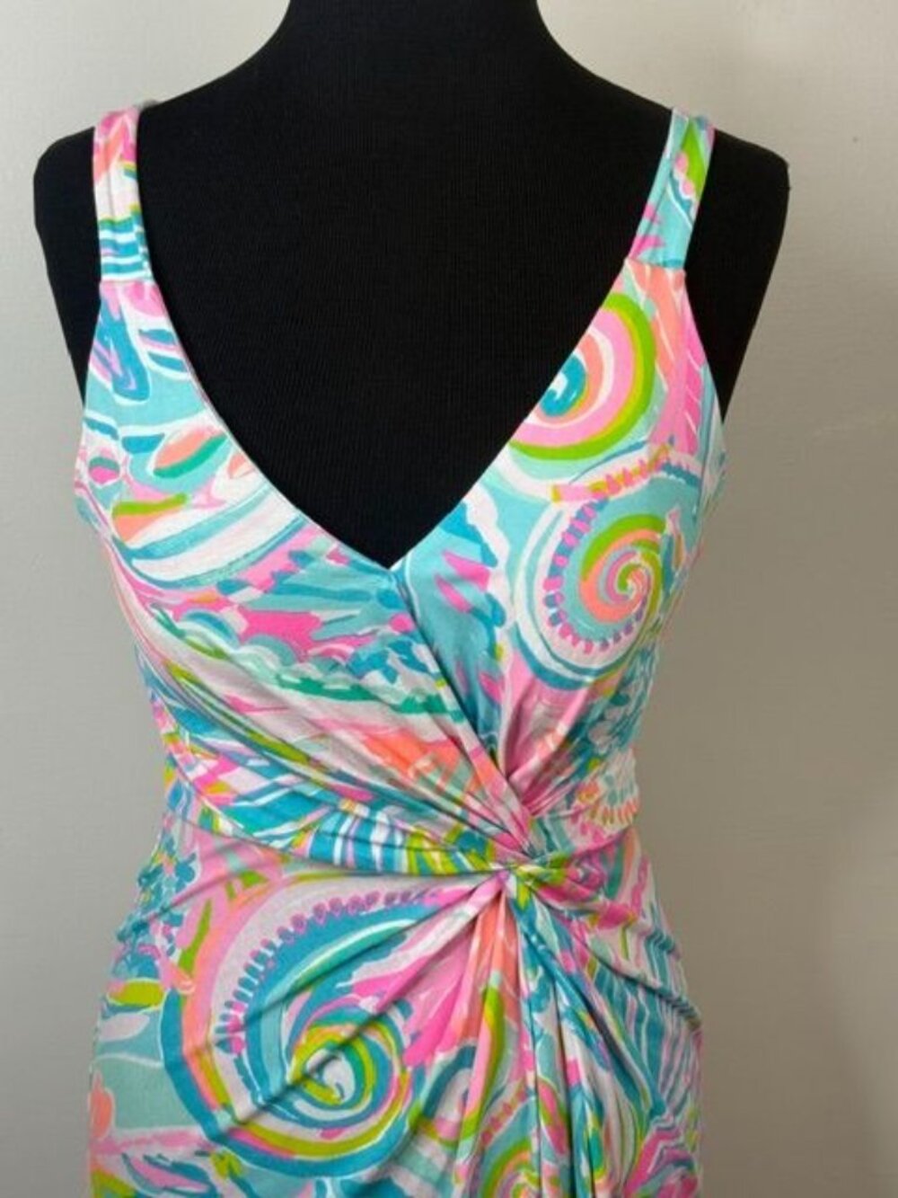 Lilly Pulitzer Women's Carnivale Coral Print Ricci Sleeveless Twist Dress Size 0 - Picture 3 of 6